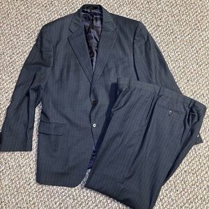 Joseph Abboud Dark gray Suit Chalkstripe 44L/38 Waist Wool Jacket Pants …